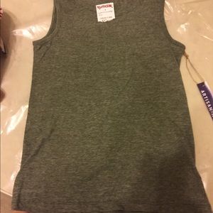 Hunter Green tank top- very high arm holes.